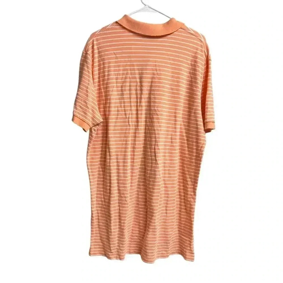 Polo by Ralph Lauren Men's Peach White Stripes Polo Embroidered Blue Logo XL - Picture 8 of 8